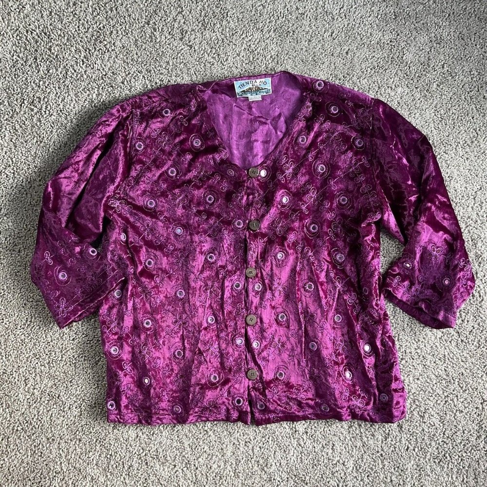Tienda Ho womens free size made india rayon blouse purple Vintage Top Sweater